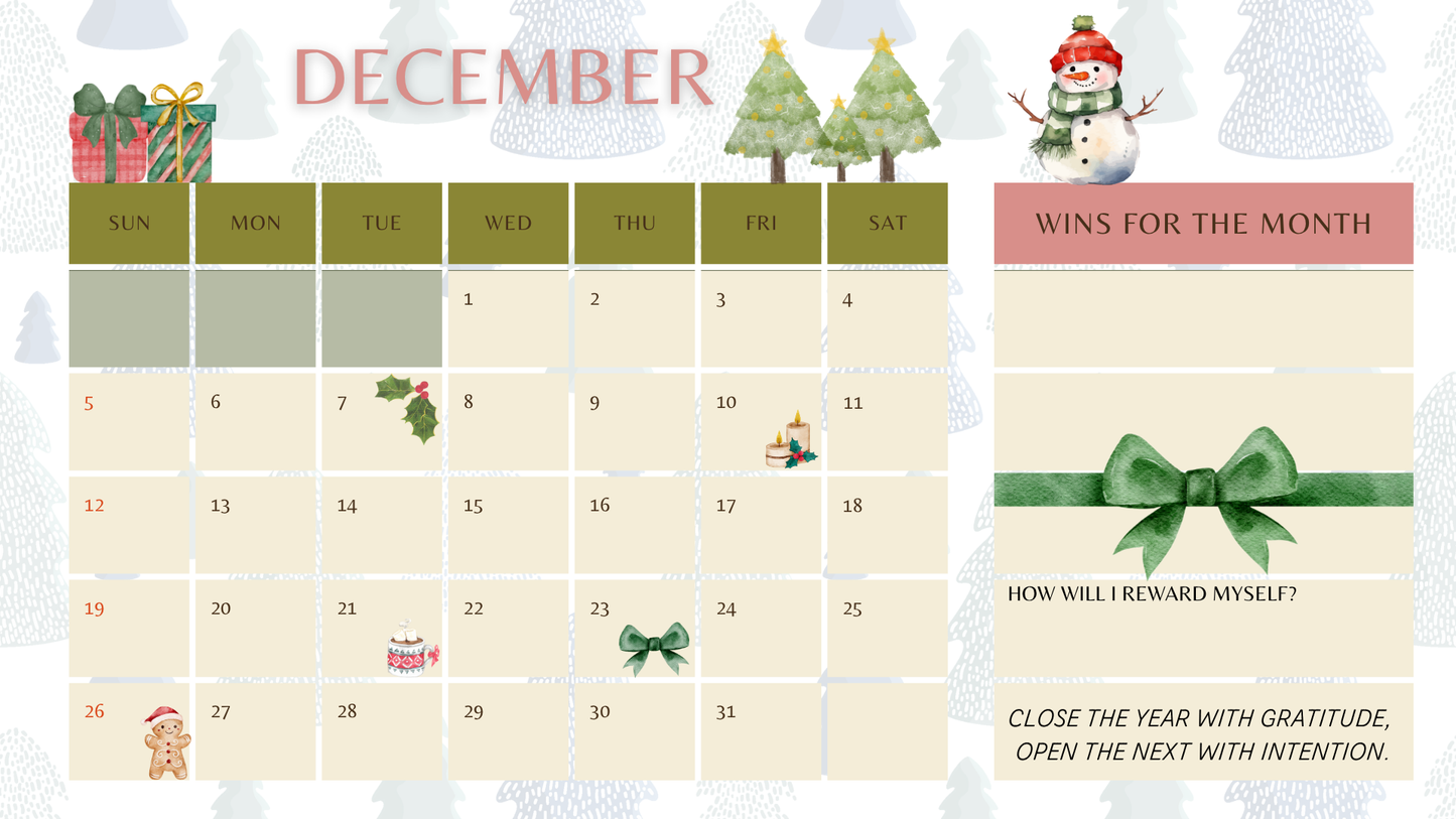 December Business Sales Tracker Calendar