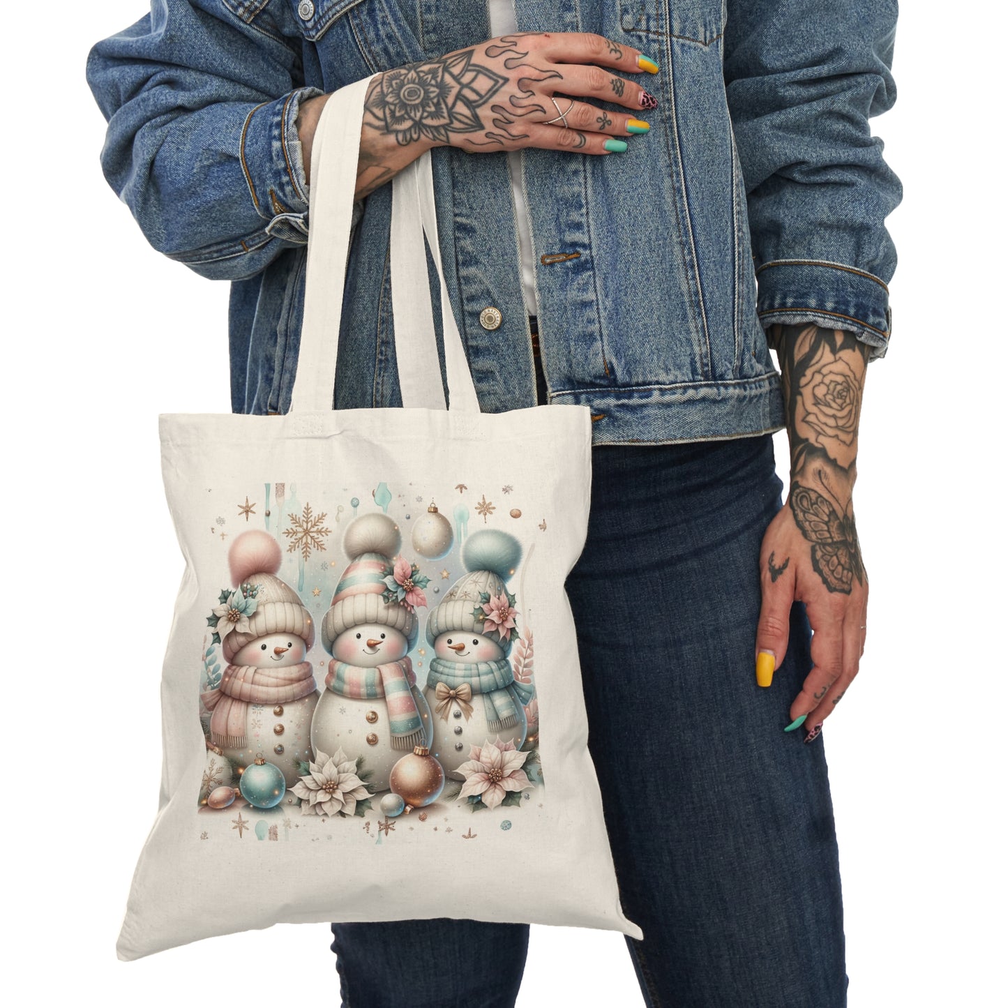 Whimsical Snowman Tote Bag, Holiday Gift, Eco-Friendly Shopping Bag, Christmas Tote, Winter Decor, Festive Carryall
