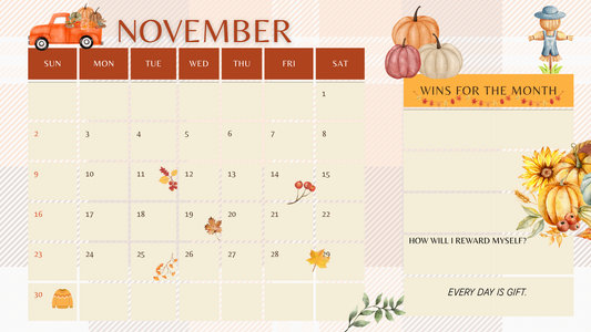 November Business Sales Tracker Calendar