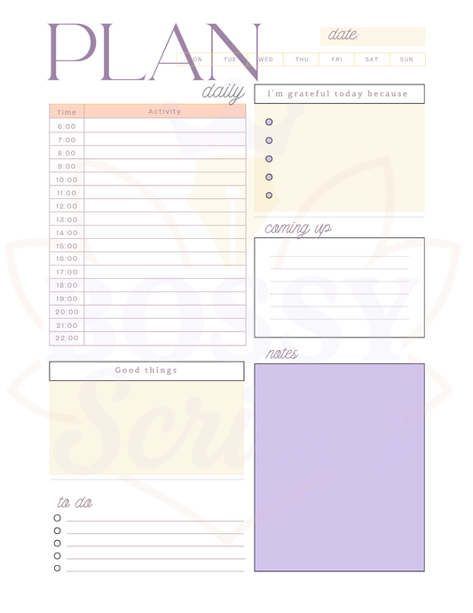 Printable Daily Planner - Bossy Colors